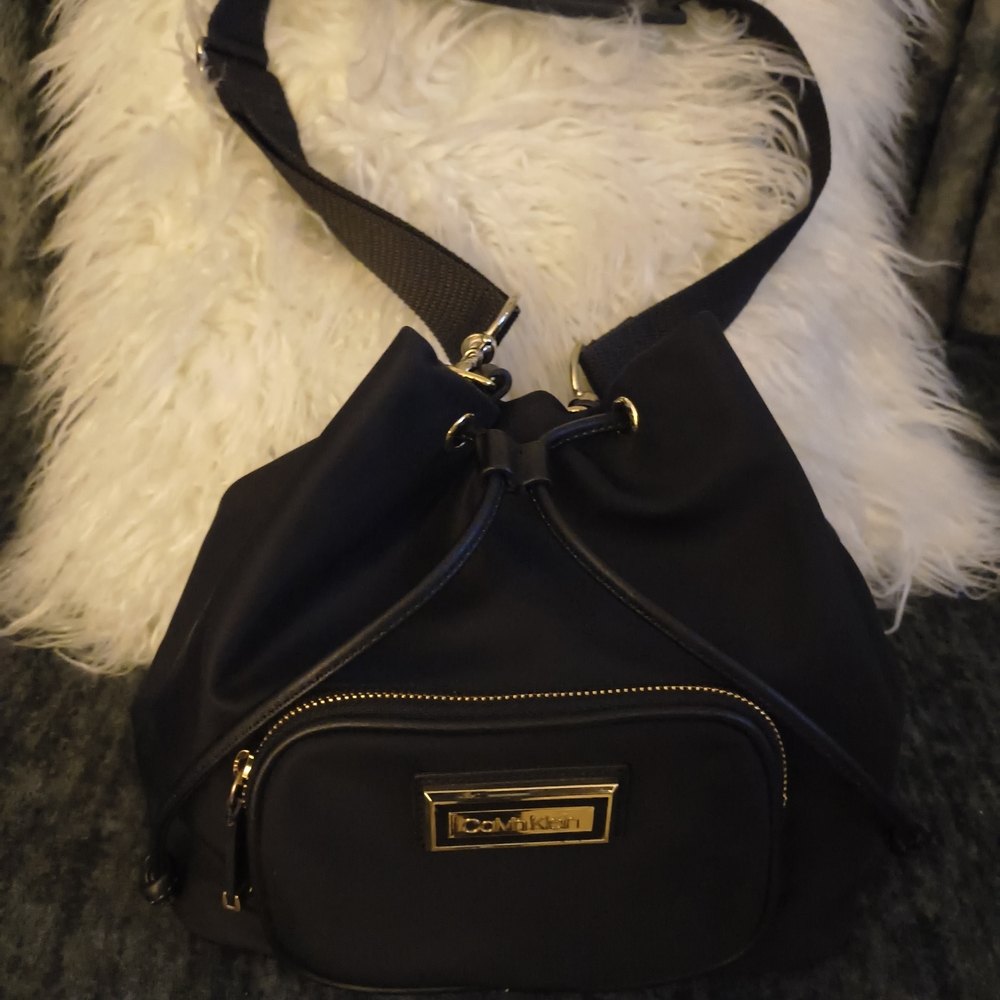 Calvin Klein Black Backpack with Gold Accents